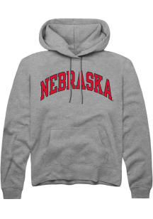 Rally Nebraska Cornhuskers Mens Grey Arch Team Name Long Sleeve Hoodie