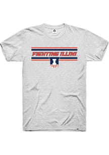 Rally Illinois Fighting Illini Ash Triblend Design Short Sleeve Fashion T Shirt