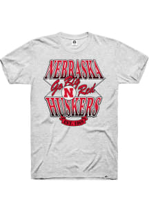 Rally Nebraska Cornhuskers Ash Stacked Wordmark Triblend Short Sleeve Fashion T Shirt