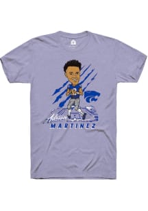 Adrian Martinez K-State Wildcats Lavender Caricature Football Short Sleeve Fashion Player T Shirt