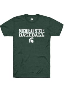 Rally Michigan State Spartans Green Stacked Baseball Short Sleeve T Shirt