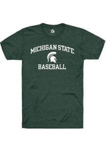 Rally Michigan State Spartans Green Number One Graphic Baseball Short Sleeve T Shirt