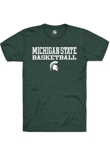 Rally Michigan State Spartans Green Stacked Basketball Short Sleeve T Shirt