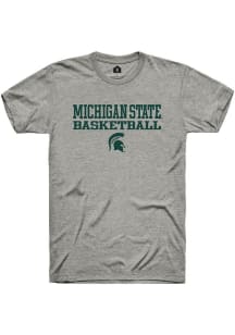 Rally Michigan State Spartans Grey Stacked Basketball Short Sleeve T Shirt