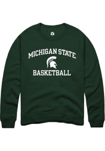 Rally Michigan State Spartans Mens Green Number One Graphic Basketball Long Sleeve Crew Sweatshirt