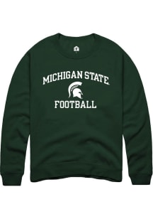 Rally Michigan State Spartans Mens Green Number One Graphic Football Long Sleeve Crew Sweatshirt