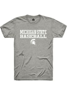 Rally Michigan State Spartans Grey Stacked Baseball Short Sleeve T Shirt