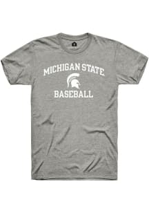 Rally Michigan State Spartans Grey Number One Graphic Baseball Short Sleeve T Shirt