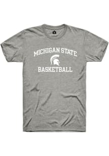 Rally Michigan State Spartans Grey Number One Graphic Basketball Short Sleeve T Shirt