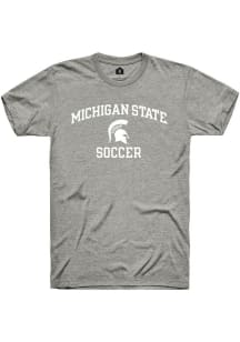 Rally Michigan State Spartans Grey Number One Graphic Soccer Short Sleeve T Shirt