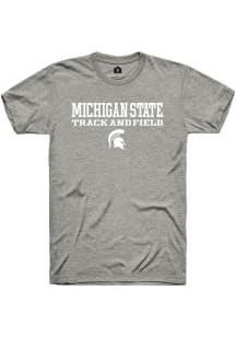 Rally Michigan State Spartans Grey Stacked Track and Field Short Sleeve T Shirt