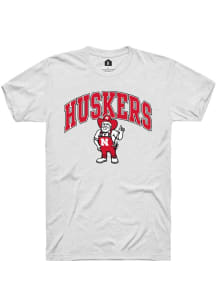Rally Nebraska Cornhuskers White Arched Mascot Short Sleeve T Shirt