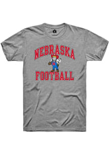 Rally Nebraska Cornhuskers Grey Number One Graphic Football Short Sleeve T Shirt