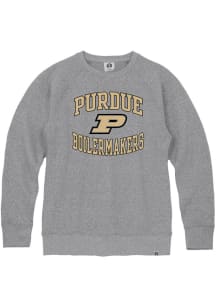 Rally Purdue Boilermakers Mens Grey Number 1 Triblend Long Sleeve Fashion Sweatshirt