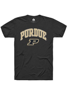 Rally Purdue Boilermakers Black Arch Mascot Design Short Sleeve T Shirt
