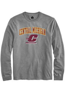 Rally Central Michigan Chippewas Grey Arch Mascot Long Sleeve Fashion T Shirt