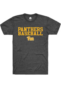 Rally Pitt Panthers Charcoal Stacked Baseball Short Sleeve T Shirt
