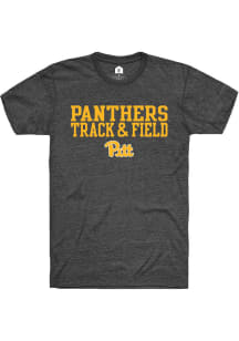 Rally Pitt Panthers Charcoal Stacked Track and Field Short Sleeve T Shirt