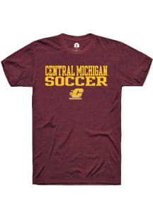 Rally Central Michigan Chippewas Maroon Stacked Soccer Short Sleeve T Shirt
