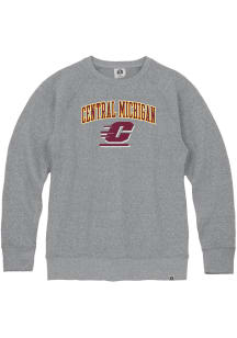Rally Central Michigan Chippewas Mens Grey Arch Mascot Long Sleeve Crew Sweatshirt