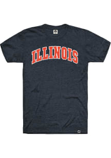 Rally Illinois Fighting Illini Navy Blue Arch Name Design Short Sleeve T Shirt