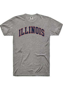 Rally Illinois Fighting Illini Grey Arch Name Logo Short Sleeve T Shirt