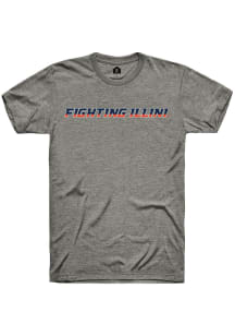 Rally Illinois Fighting Illini Grey Two Tone Wordmark Short Sleeve T Shirt