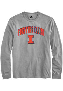 Rally Illinois Fighting Illini Grey Arch Mascot Long Sleeve T Shirt