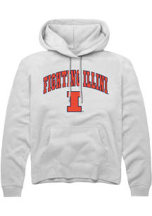 Rally Illinois Fighting Illini Mens White Arch Mascot Long Sleeve Hoodie