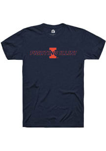 Rally Illinois Fighting Illini Navy Blue Number One Fighting Illini Short Sleeve T Shirt
