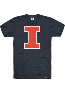 Rally Illinois Fighting Illini Navy Blue Stacked Short Sleeve Fashion T Shirt