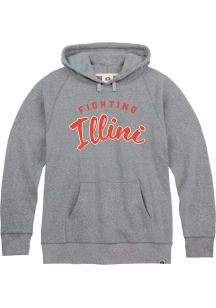 Rally Illinois Fighting Illini Mens Grey Script Design Fashion Hood
