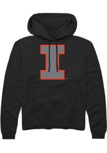 Rally Illinois Fighting Illini Mens Black Logo Pop Long Sleeve Hoodie
