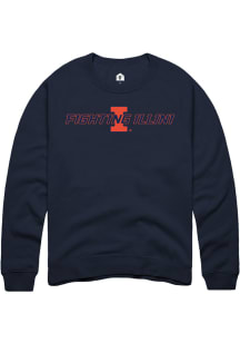 Rally Illinois Fighting Illini Mens Navy Blue Number One Fighting Illini Long Sleeve Crew Sweatshi..