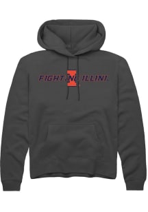 Rally Illinois Fighting Illini Mens Grey Number One Fighting Illini Long Sleeve Hoodie