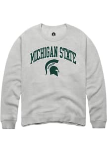 Rally Michigan State Spartans Mens Ash Arch Mascot Long Sleeve Crew Sweatshirt