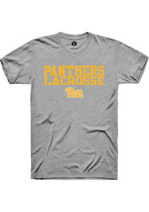 Rally Pitt Panthers Grey Stacked Lacrosse Short Sleeve T Shirt