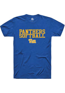 Rally Pitt Panthers Blue Stacked Softball Short Sleeve T Shirt