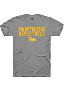 Rally Pitt Panthers Grey Stacked Basketball Short Sleeve T Shirt