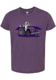 Willie The Wildcat  Rally K-State Wildcats Youth Lavender Tractor Willie Short Sleeve T-Shirt