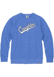 Rally Creighton Bluejays Mens Blue Triblend Vintage Script Long Sleeve Fashion Sweatshirt