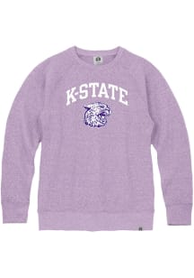 Rally K-State Wildcats Mens Lavender Triblend Vintage Arch Mascot Long Sleeve Fashion Sweatshirt