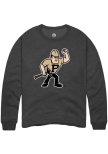 Rally Purdue Boilermakers Mens Charcoal Primary Logo Long Sleeve Crew Sweatshirt