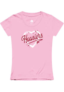 Rally Indiana Hoosiers Girls Pink Heart Short Sleeve Tee