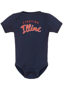 Rally Illinois Fighting Illini Baby Navy Blue Fighting Illini Short Sleeve One Piece