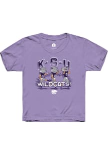 Willie The Wildcat  Rally K-State Wildcats Youth Purple Willie Football K-S-U Short Sleeve T-Shirt