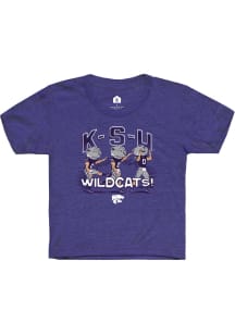 Willie The Wildcat  Rally K-State Wildcats Toddler Purple Willie Football K-S-U Short Sleeve T-Shi..