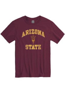 Arizona State Sun Devils Maroon Number One Design Team Logo Short Sleeve T Shirt