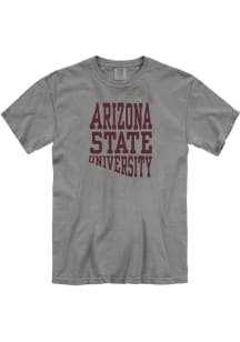 Arizona State Sun Devils Grey State Type Garment Dyed Short Sleeve T Shirt