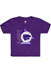 Rally K-State Wildcats Youth Purple Volleyball Triangle Short Sleeve T-Shirt